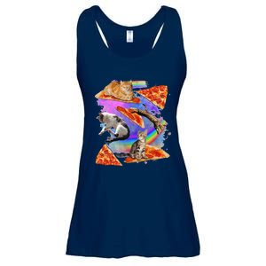 Funny Galaxy Cat In Space Cat Riding Pizza Gift Ladies Essential Flowy Tank