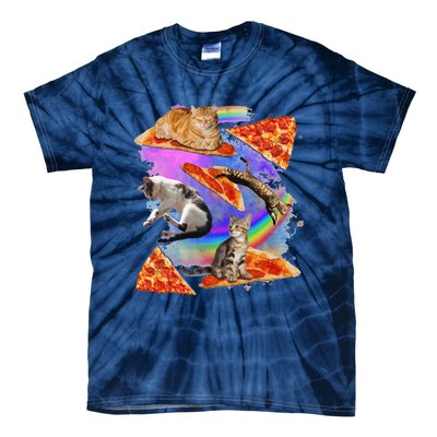 Funny Galaxy Cat In Space Cat Riding Pizza Gift Tie-Dye T-Shirt