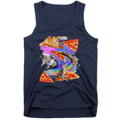 Funny Galaxy Cat In Space Cat Riding Pizza Gift Tank Top