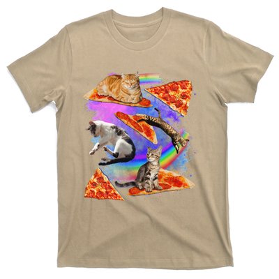 Funny Galaxy Cat In Space Cat Riding Pizza Gift T-Shirt