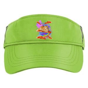 Funny Galaxy Cat In Space Cat Riding Pizza Adult Drive Performance Visor