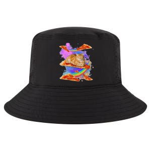 Funny Galaxy Cat In Space Cat Riding Pizza Cool Comfort Performance Bucket Hat