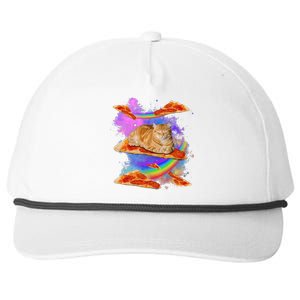 Funny Galaxy Cat In Space Cat Riding Pizza Snapback Five-Panel Rope Hat