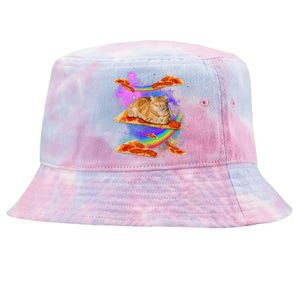 Funny Galaxy Cat In Space Cat Riding Pizza Tie-Dyed Bucket Hat