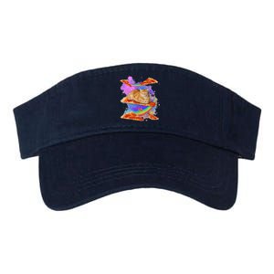 Funny Galaxy Cat In Space Cat Riding Pizza Valucap Bio-Washed Visor