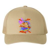 Funny Galaxy Cat In Space Cat Riding Pizza Yupoong Adult 5-Panel Trucker Hat