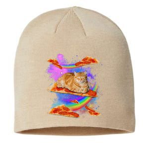 Funny Galaxy Cat In Space Cat Riding Pizza Sustainable Beanie