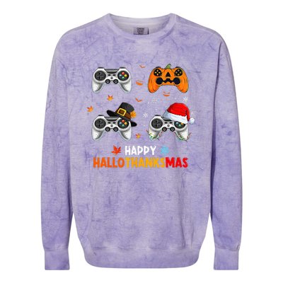 Festive Gaming Celebration Hallothanksmas Fun Colorblast Crewneck Sweatshirt