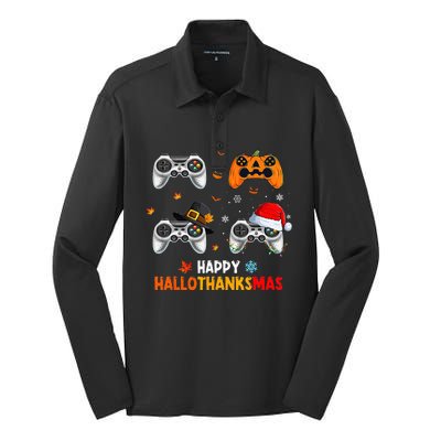 Festive Gaming Celebration Hallothanksmas Fun Silk Touch Performance Long Sleeve Polo