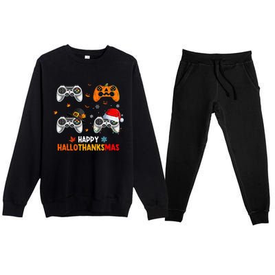 Festive Gaming Celebration Hallothanksmas Fun Premium Crewneck Sweatsuit Set