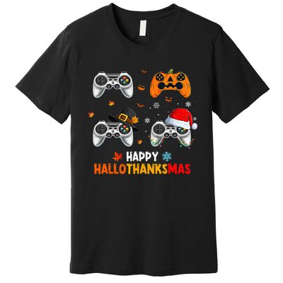 Festive Gaming Celebration Hallothanksmas Fun Premium T-Shirt