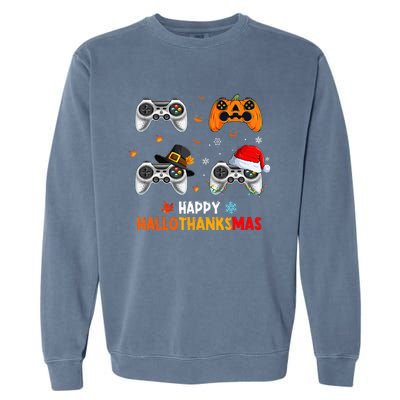 Festive Gaming Celebration Hallothanksmas Fun Garment-Dyed Sweatshirt