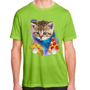 Funny Galaxy Cat Space Cat Eat Pizza And Taco Gift Adult ChromaSoft Performance T-Shirt