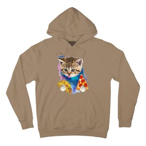 Funny Galaxy Cat Space Cat Eat Pizza And Taco Gift Hoodie