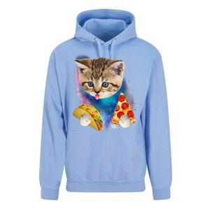 Funny Galaxy Cat Space Cat Eat Pizza And Taco Gift Unisex Surf Hoodie