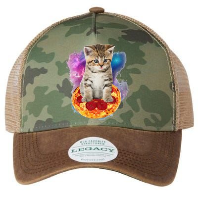 Funny Galaxy Cat Space Cat Eat Pizza And Taco Legacy Tie Dye Trucker Hat