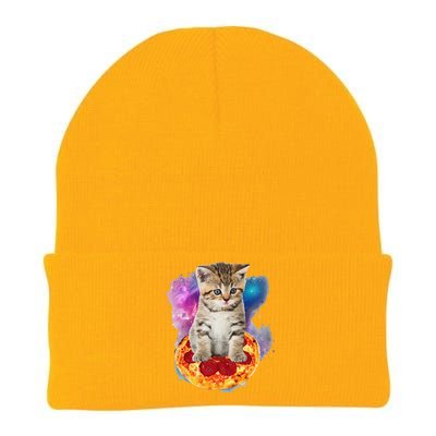 Funny Galaxy Cat Space Cat Eat Pizza And Taco Knit Cap Winter Beanie