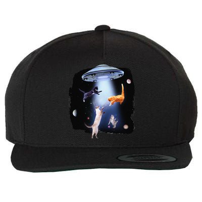 Funny Galaxy Cat Space Kitty Planets Galaxy Wool Snapback Cap