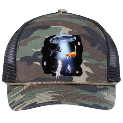 Funny Galaxy Cat Space Kitty Planets Galaxy Retro Rope Trucker Hat Cap