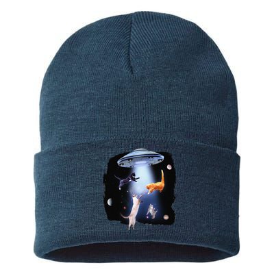 Funny Galaxy Cat Space Kitty Planets Galaxy Sustainable Knit Beanie