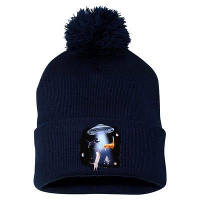 Funny Galaxy Cat Space Kitty Planets Galaxy Pom Pom 12in Knit Beanie