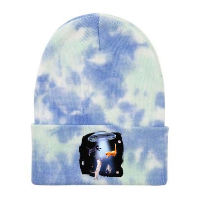 Funny Galaxy Cat Space Kitty Planets Galaxy Tie Dye 12in Knit Beanie