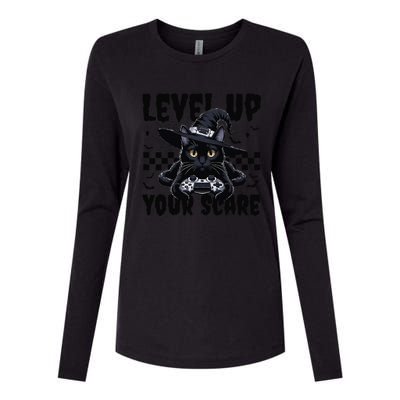 Funny Gamer Cat For Video Game Lovers Halloween Gaming Womens Cotton Relaxed Long Sleeve T-Shirt