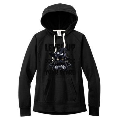 Funny Gamer Cat For Video Game Lovers Halloween Gaming Women's Fleece Hoodie