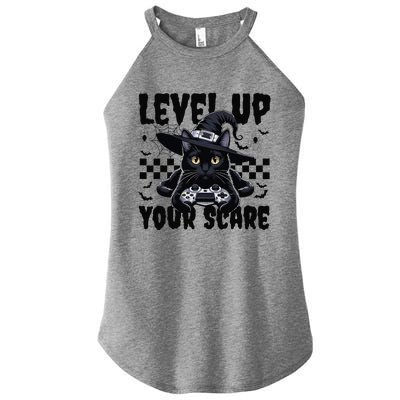 Funny Gamer Cat For Video Game Lovers Halloween Gaming Women's Perfect Tri Rocker Tank