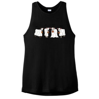 Funny Ghost Cows Halloween Animals Cow Lover Spooky Season Ladies PosiCharge Tri-Blend Wicking Tank