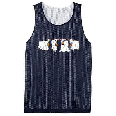 Funny Ghost Cows Halloween Animals Cow Lover Spooky Season Mesh Reversible Basketball Jersey Tank