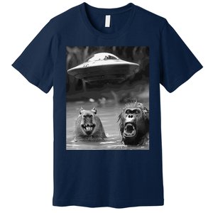 Funny Graphic Capybara Bigfoot Sasquatch Alien Ufo Premium T-Shirt