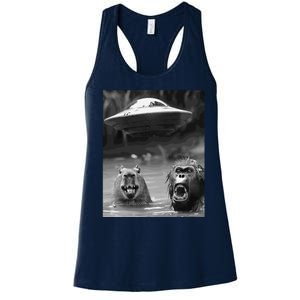 Funny Graphic Capybara Bigfoot Sasquatch Alien Ufo Women's Racerback Tank