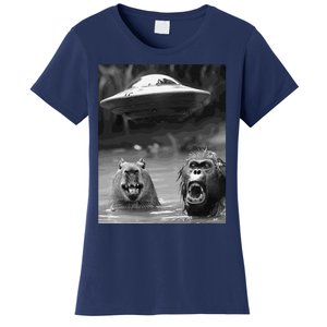 Funny Graphic Capybara Bigfoot Sasquatch Alien Ufo Women's T-Shirt