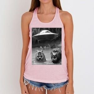 Funny Graphic Capybara Bigfoot Sasquatch Alien Ufo Women's Knotted Racerback Tank