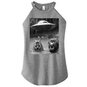 Funny Graphic Capybara Bigfoot Sasquatch Alien Ufo Women's Perfect Tri Rocker Tank