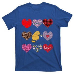 Funny Ginger Cat Hearts Pattern Coffee Lover Valentines Day Gift T-Shirt