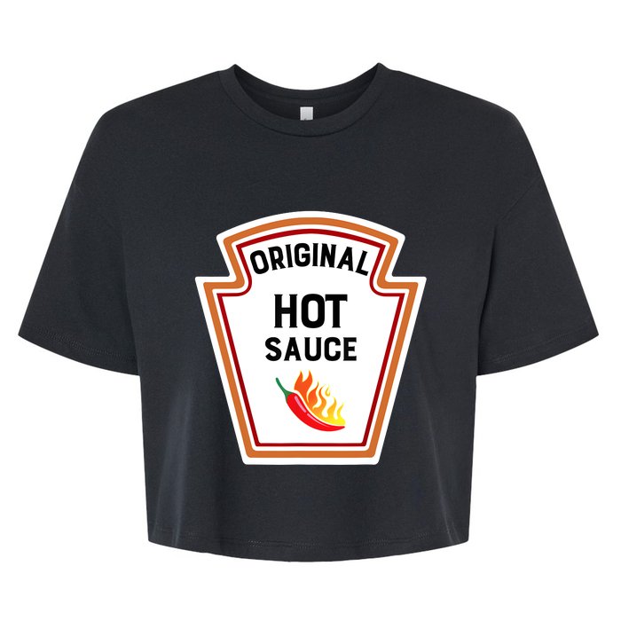 Funny Group Condiments Halloween Costume Original Hot Sauce Bella+Canvas Jersey Crop Tee