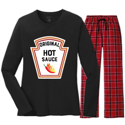 Funny Group Condiments Halloween Costume Original Hot Sauce Women's Long Sleeve Flannel Pajama Set 