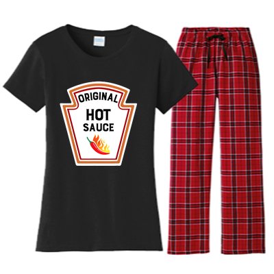 Funny Group Condiments Halloween Costume Original Hot Sauce Women's Flannel Pajama Set