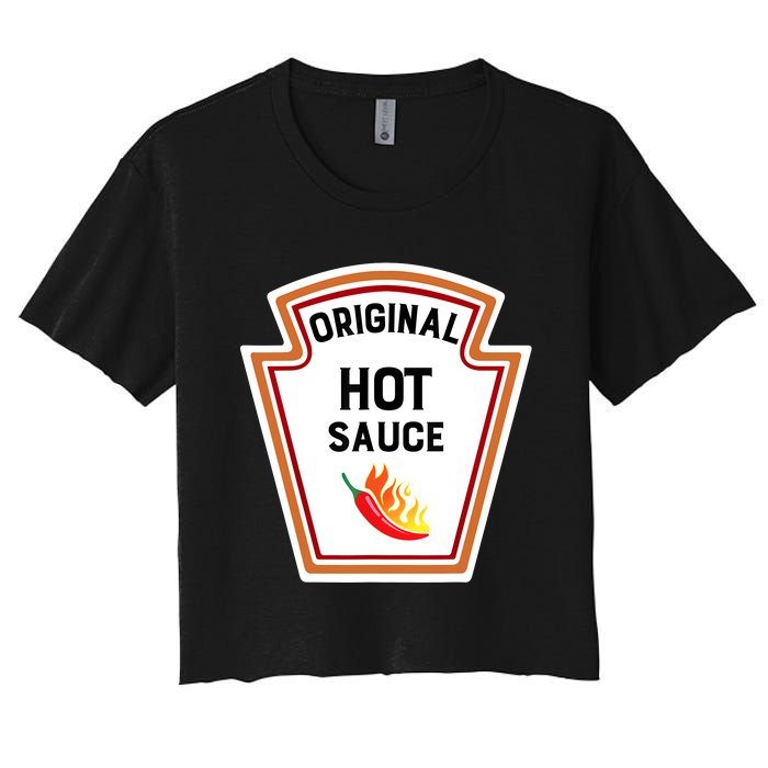 Funny Group Condiments Halloween Costume Original Hot Sauce Women's Crop Top Tee