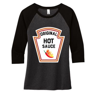 Funny Group Condiments Halloween Costume Original Hot Sauce Women's Tri-Blend 3/4-Sleeve Raglan Shirt