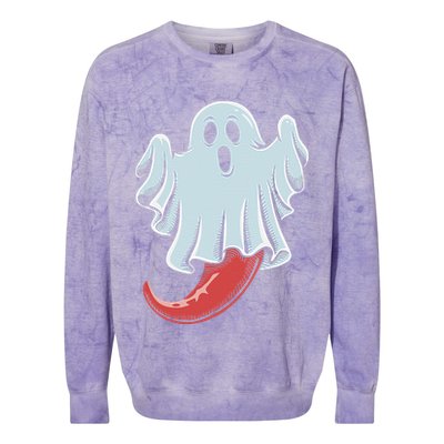 Funny Ghost Chili Pepper Lovers Spooky Halloween Colorblast Crewneck Sweatshirt