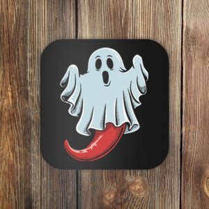 Funny Ghost Chili Pepper Lovers Spooky Halloween Coaster