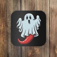 Funny Ghost Chili Pepper Lovers Spooky Halloween Coaster