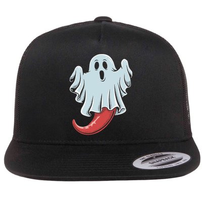 Funny Ghost Chili Pepper Lovers Spooky Halloween Flatbill Hat