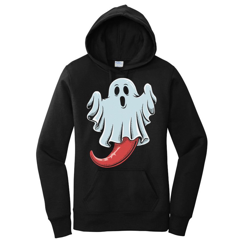 Funny Ghost Chili Pepper Lovers Spooky Halloween Women's Pullover Hoodie