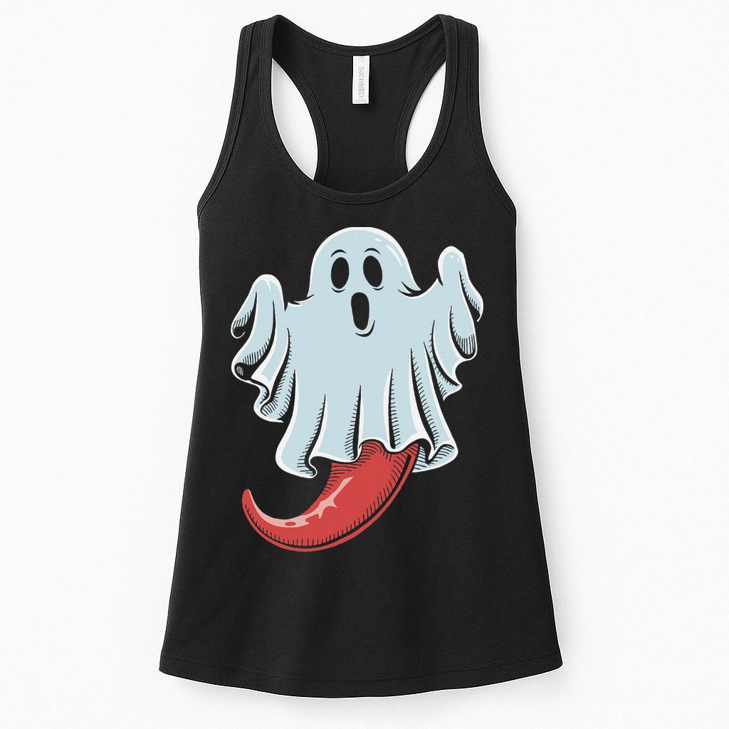 Funny Ghost Chili Pepper Lovers Spooky Halloween Womens Tank Top