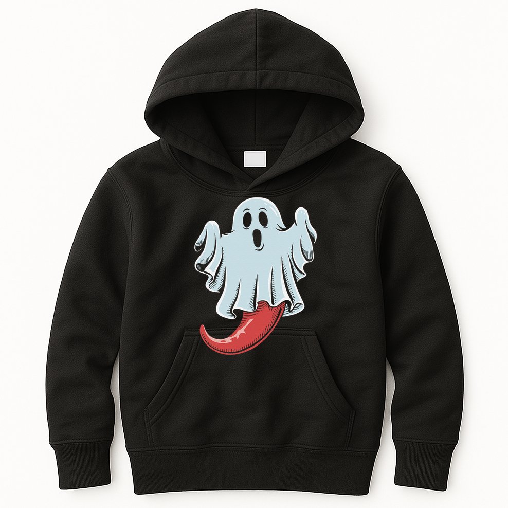 Funny Ghost Chili Pepper Lovers Spooky Halloween Kids Hoodie