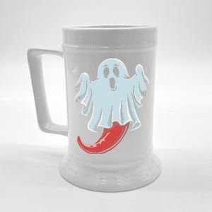 Funny Ghost Chili Pepper Lovers Spooky Halloween Beer Stein